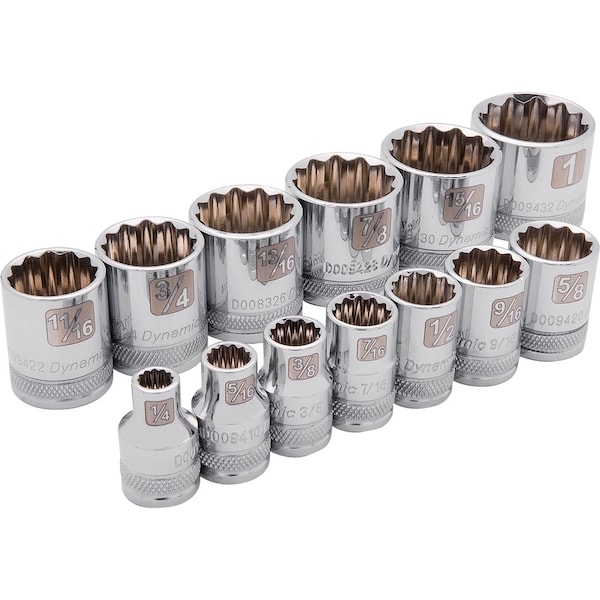 Tools 3/8" Drive 13 Piece 12 Point, Standard SAE Socket Set, 1/4" - 1"